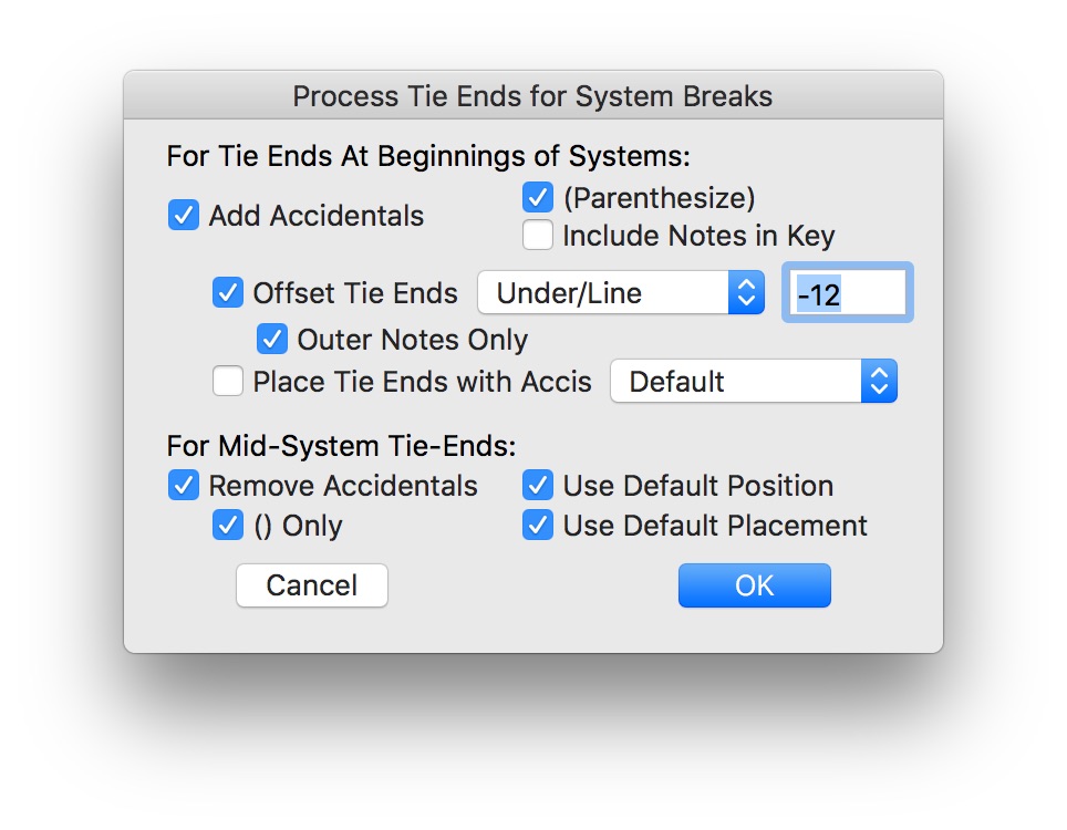 Process Tie Ends for System Breaks Options